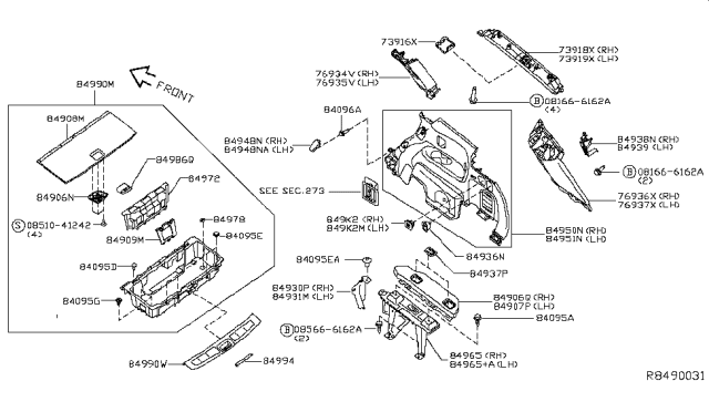 2015 Infiniti QX60 Gas Trunk & Luggage Room Trimming Diagram
