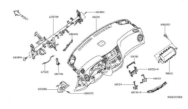 2016 Infiniti QX60 Gas Instrument Panel,Pad & Cluster Lid Diagram 1