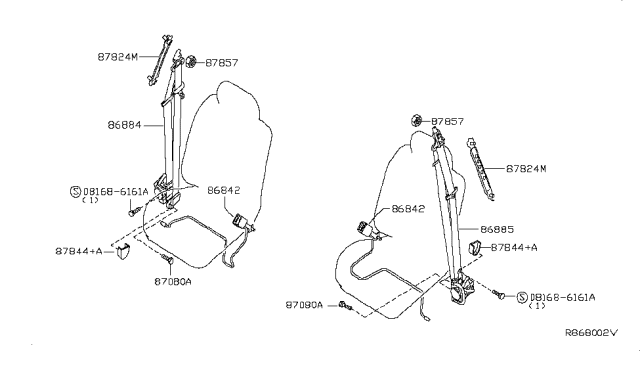 2013 Infiniti JX35 Front Seat Belt Diagram 1