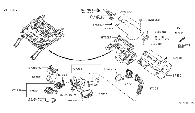 2018 Infiniti QX60 Blower Unit Assembly Diagram for 87334-9NS0A