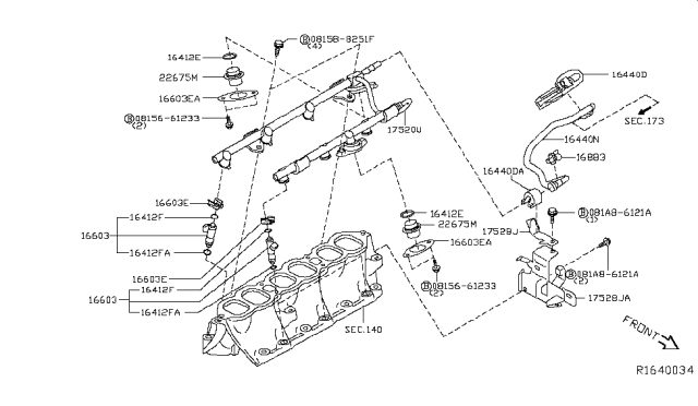 2015 Infiniti QX60 Bracket-Fuel Tube Diagram for 17528-JA10C