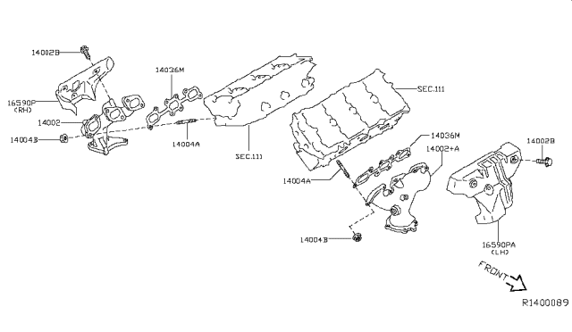 2015 Infiniti QX60 Manifold Assy-Exhaust Diagram for 14002-JA10B