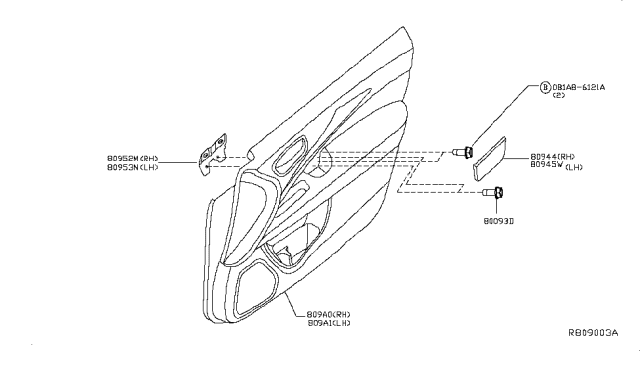 2016 Infiniti QX60 Gas Front Door Trimming Diagram