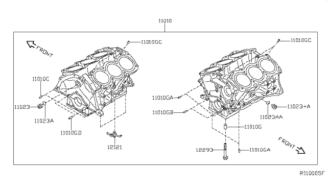 2016 Infiniti QX60 Gas Cylinder Block & Oil Pan Diagram 4