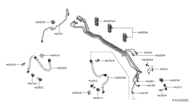 2015 Infiniti QX60 Hose Assy-Brake Diagram for 46210-3JA0E