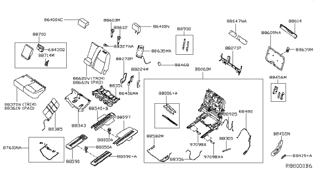 2019 Infiniti QX60 Pad Assembly-2ND Seat Back LH Diagram for 88670-8A50A