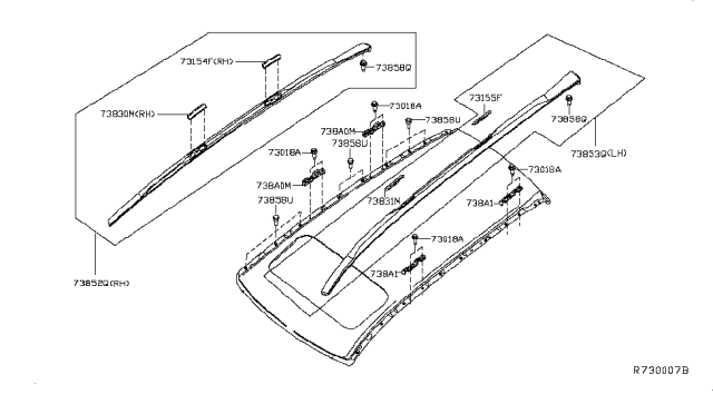2015 Infiniti QX60 Roof Panel & Fitting Diagram 1