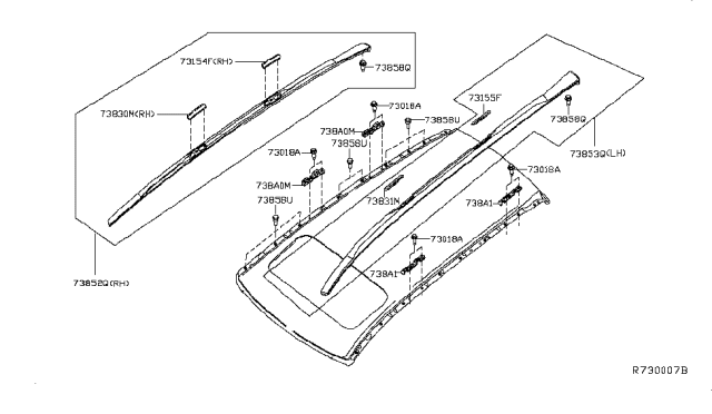 2015 Infiniti QX60 Gas Roof Panel & Fitting Diagram 1