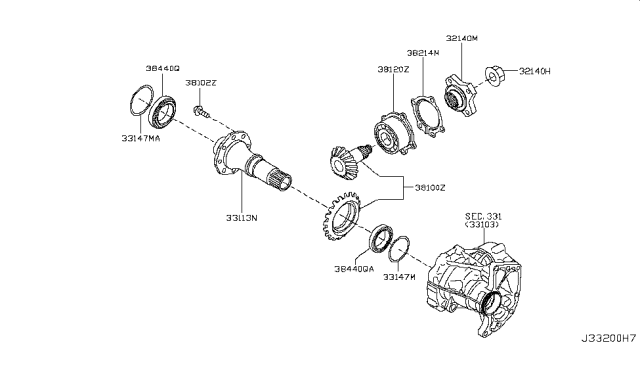 2016 Infiniti QX60 Gear-Ring,Transfer Diagram for 33113-3KA0B