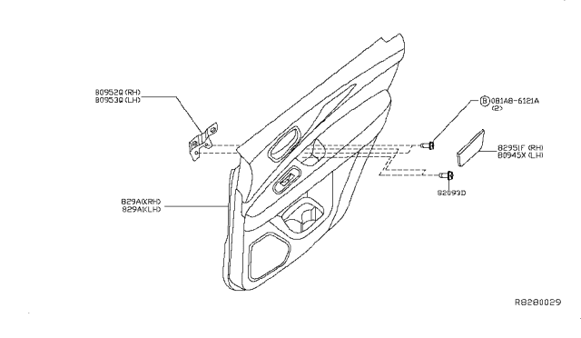 2013 Infiniti JX35 Finisher Assy-Rear Door,LH Diagram for 829A1-3JA0B