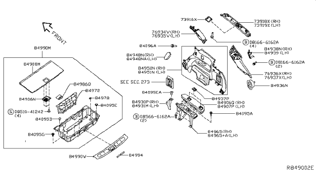 2014 Infiniti QX60 Trunk & Luggage Room Trimming Diagram 1