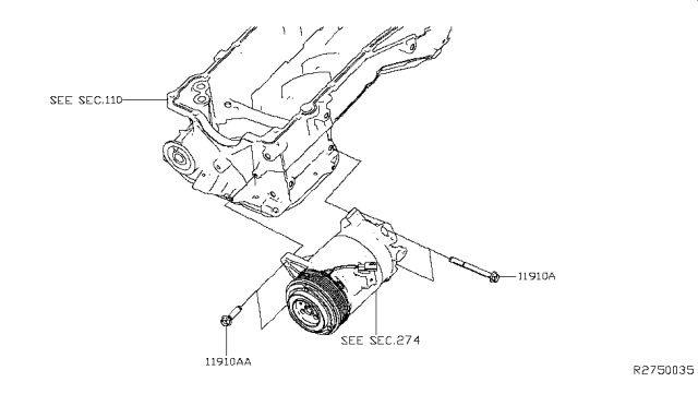 2016 Infiniti QX60 Gas Compressor Mounting & Fitting Diagram