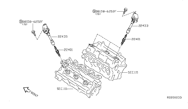2019 Infiniti QX60 Ignition Coil Assembly Diagram for 22448-JA11C