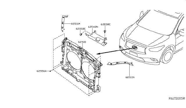 2016 Infiniti QX60 Front Apron & Radiator Core Support Diagram 1