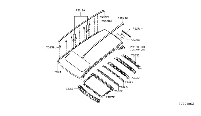 2015 Infiniti QX60 Gas Roof Panel & Fitting Diagram 2