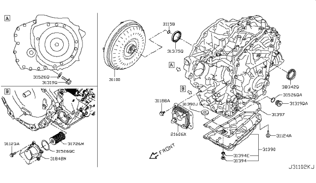 2019 Infiniti QX60 Torque Converter,Housing & Case Diagram 1