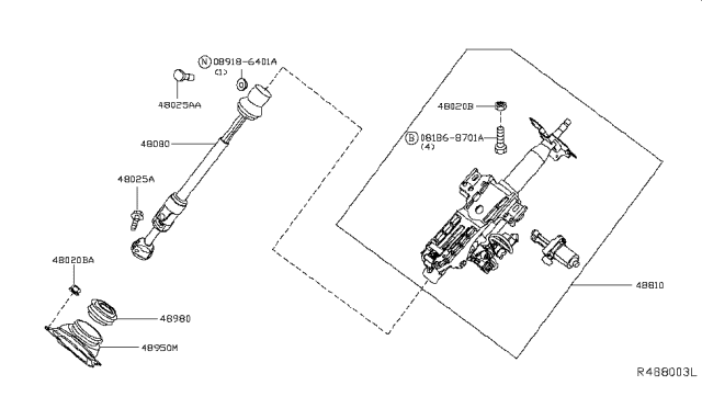 2013 Infiniti JX35 Cover Assy-Steering Column,Lower Diagram for 48980-3TA0A