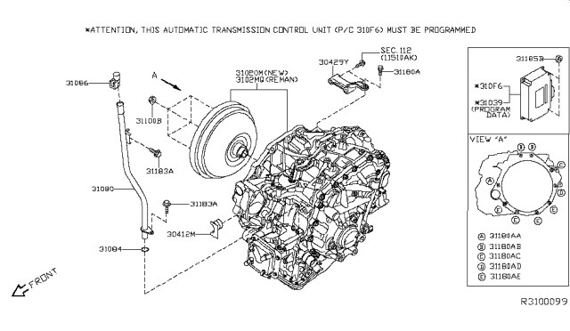 2015 Infiniti QX60 Auto Transmission,Transaxle & Fitting Diagram 1