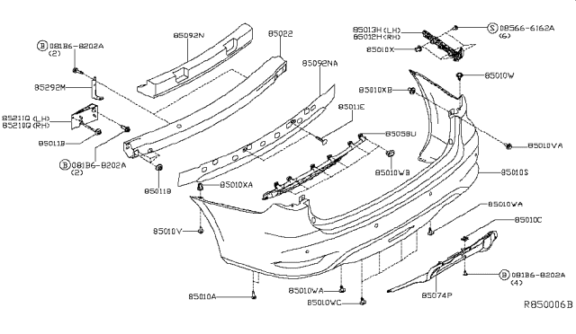 2017 Infiniti QX60 Stay Assy-Rear Bumper,LH Diagram for 85211-3JA0A