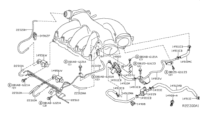 2016 Infiniti QX60 Gas Engine Control Vacuum Piping Diagram 4