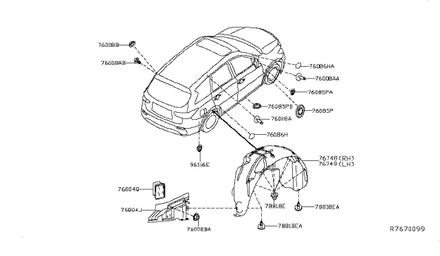 2018 Infiniti QX60 Body Side Fitting Diagram