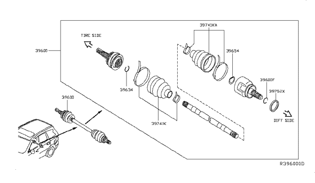 2017 Infiniti QX60 Repair Kit - Dust Boot, Rear Drive Shaft Diagram for C9741-ED300