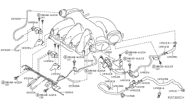 2018 Infiniti QX60 Gas Engine Control Vacuum Piping Diagram 2