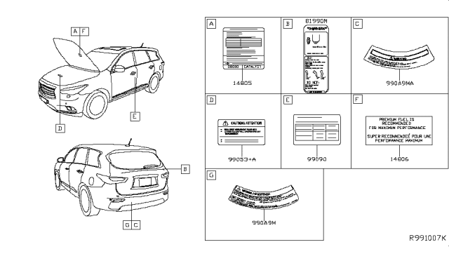 2019 Infiniti QX60 Caution Plate & Label Diagram 1