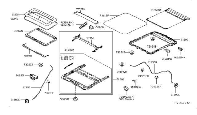 2013 Infiniti JX35 Sun Roof Parts Diagram 1