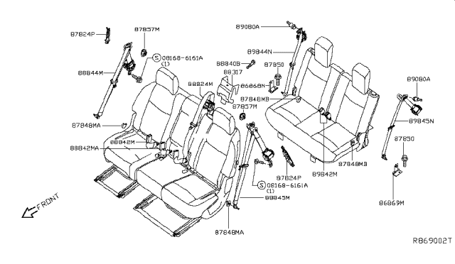 2013 Infiniti JX35 Seat Belt Kit Diagram for 89842-3JA8B