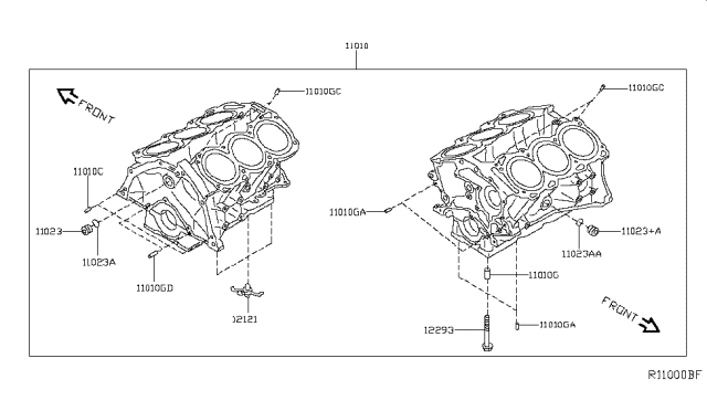 2018 Infiniti QX60 Gas Cylinder Block & Oil Pan Diagram 4