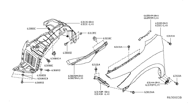 2014 Infiniti QX60 Fender - Front, LH Diagram for FCA01-3JAMB