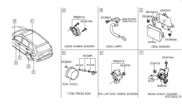 2014 Infiniti QX60 GROMMET-Tire Pressure Diagram for 40702-3AN0A