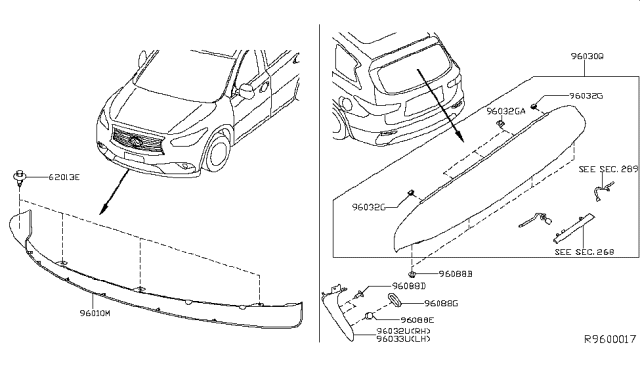 2013 Infiniti JX35 Air Spoiler Assembly - Rear Diagram for 96030-3JA0E