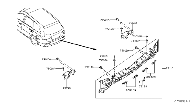 2018 Infiniti QX60 Rear,Back Panel & Fitting Diagram