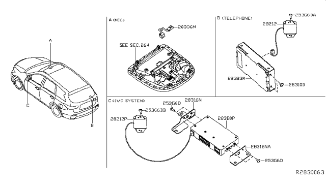 2017 Infiniti QX60 Antenna, IVCS Diagram for 28212-9NP0B