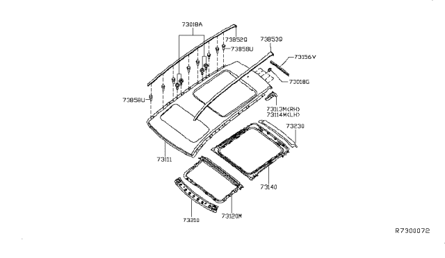 2013 Infiniti JX35 Roof Panel & Fitting Diagram 3