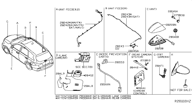 2019 Infiniti QX60 Camera Assembly-Lane Keep Diagram for 284G3-6JA0B