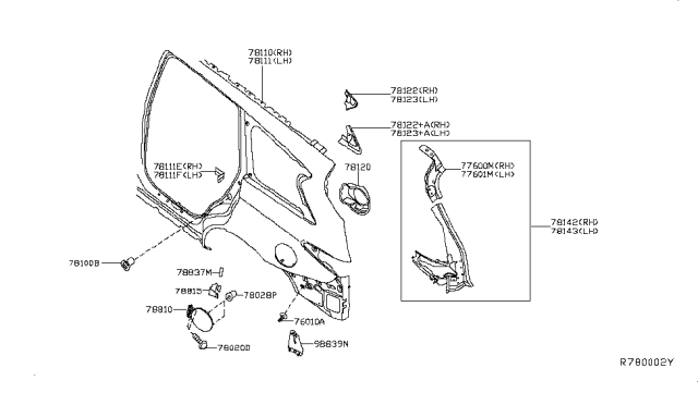 2015 Infiniti QX60 Spring - Gas Filler Lid Diagram for 78836-1CA0A