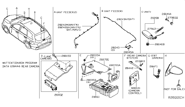 2014 Infiniti QX60 AMPLIFER-Pre Main Diagram for 28061-3JV1A