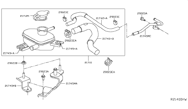 2015 Infiniti QX60 Bracket-Inverter Cooling Reservoir Tank Diagram for 21745-3JV0A