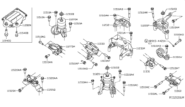 2015 Infiniti QX60 Engine & Transmission     Mounting Diagram