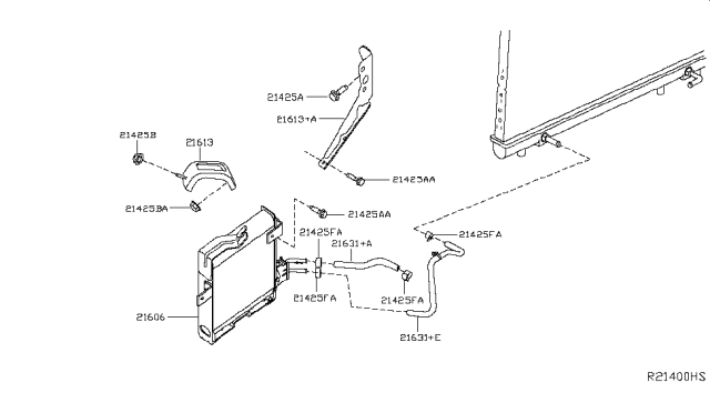 2014 Infiniti QX60 Cooler Assembly-Auto Trans Oil Diagram for 21606-3KA2A