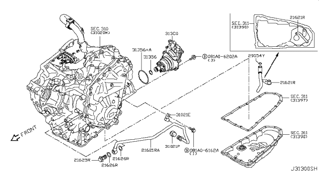 2016 Infiniti QX60 Oil Pump & Motor Assy Diagram for 313C0-3KY0B