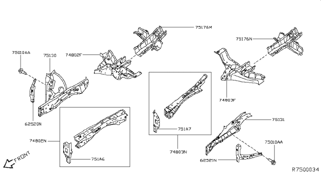2015 Infiniti QX60 Hybrid Member & Fitting Diagram 1