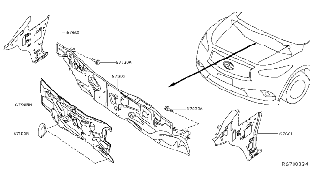 2017 Infiniti QX60 Hybrid Dash Panel & Fitting Diagram