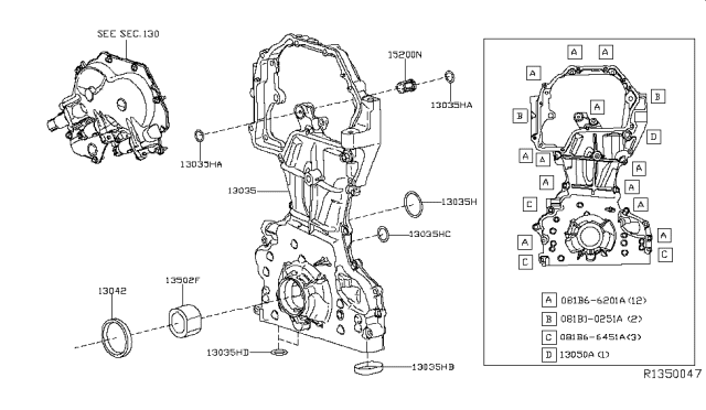 2015 Infiniti QX60 Oil Filter Assembly Diagram for 15200-3TA0A