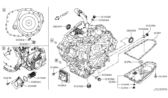 2017 Infiniti QX60 Torque Converter,Housing & Case Diagram 3