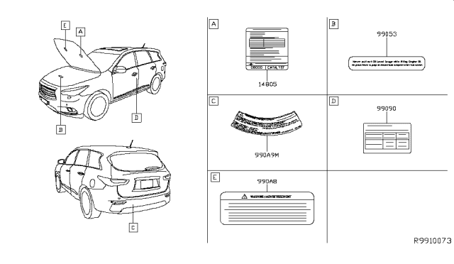 2017 Infiniti QX60 Hybrid Caution Plate & Label Diagram 1
