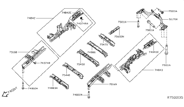 2017 Infiniti QX60 Hybrid Member & Fitting Diagram 2